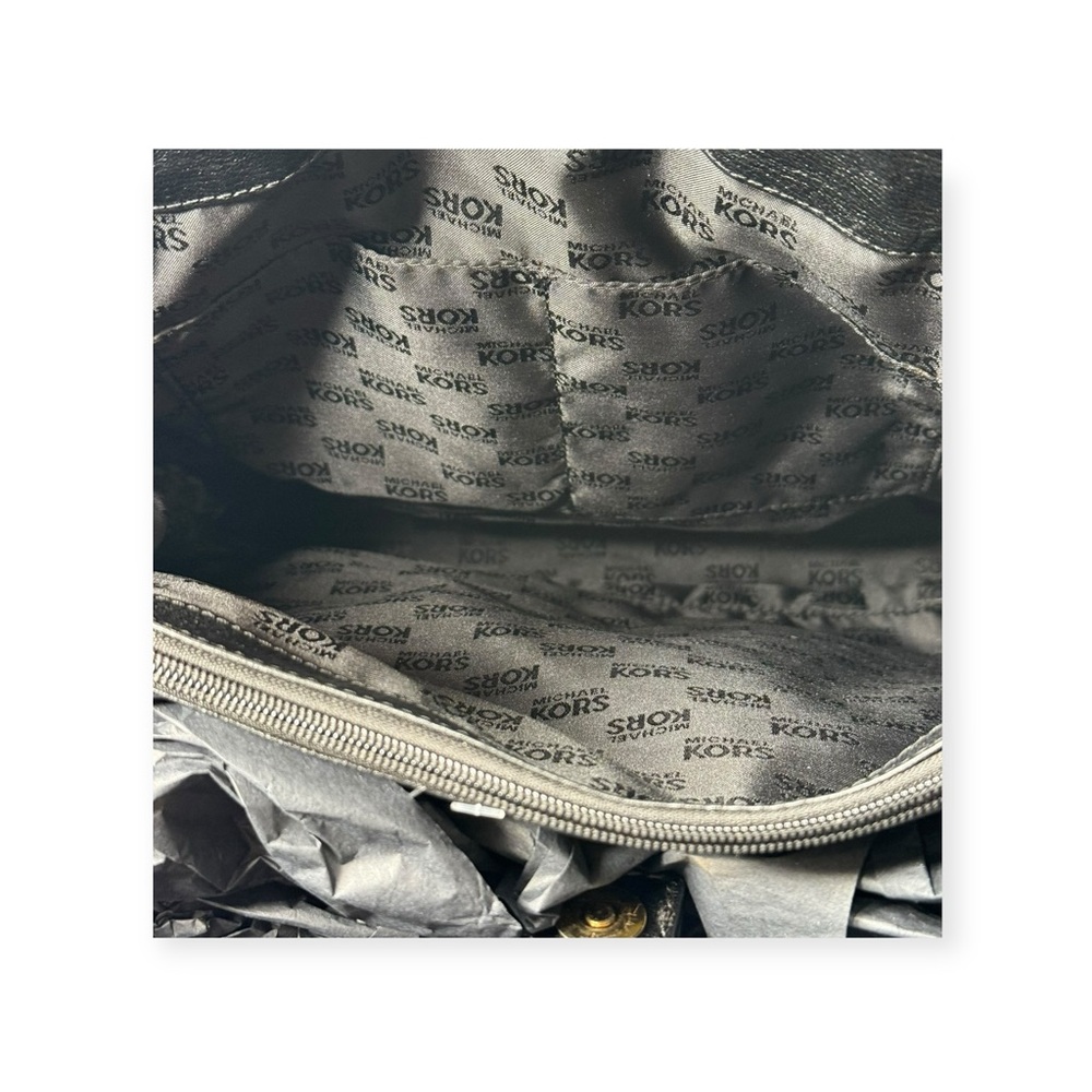 Michael KORS 𖦹 Limited Edition Grommet Large NS Satchel Handbag 𖦹 Black Leather - Picture 10 of 16